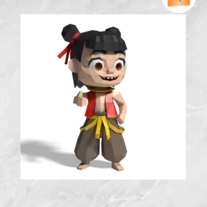 Nezha Papercraft Template, 3D Low Poly Cartoon Paper Sculpture PDF, DIY Printable Model for Teens & Home Decor