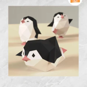 Penguins 3D Papercraft Kit, DIY Printable Paper Model Template