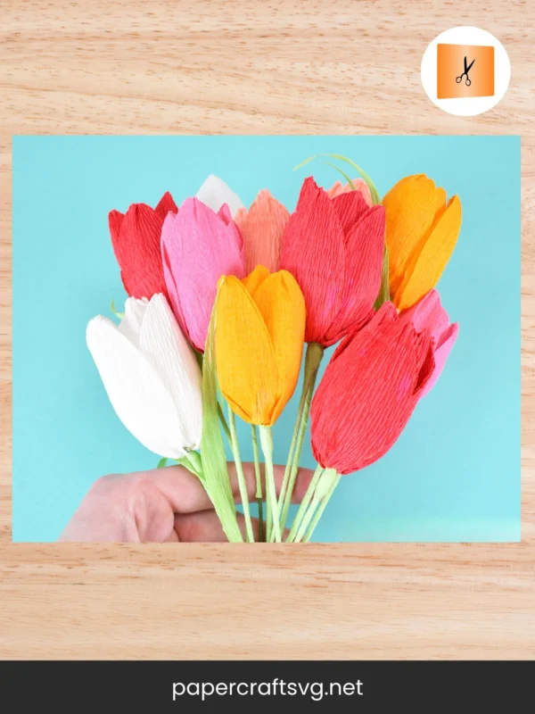 Tulip Paper Flower SVG Templates, Spring Flower Pattern & Tutorial